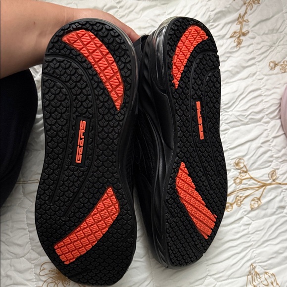 Black Lace-Up Slip-Resistant Sneakers with Neon Green Insoles - Picture 6 of 7